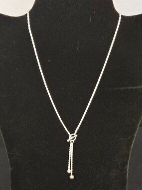 Silver Rope Chain Lariat Style Necklace